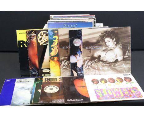 Vinyl - Approx 55 Rock &amp; Pop LPs and 20 12" singles including The Rolling Stones, Madonna, Beach Boys, The Supremes, Thre