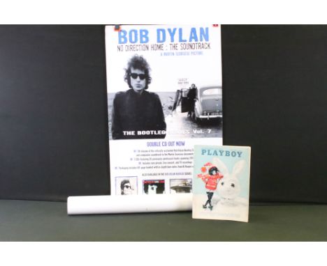 Memorabilia - Playboy Magazine March 1966 featuring an early Bob Dylan interview, along with 8 rolled Bob Dylan posters promo