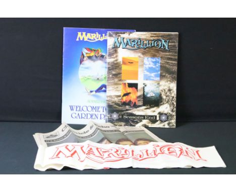 Memorabilia - Two Marillion tour programmes to include Welcome To The Garden Party summer 1986 and Seasons End 1989 (with mer