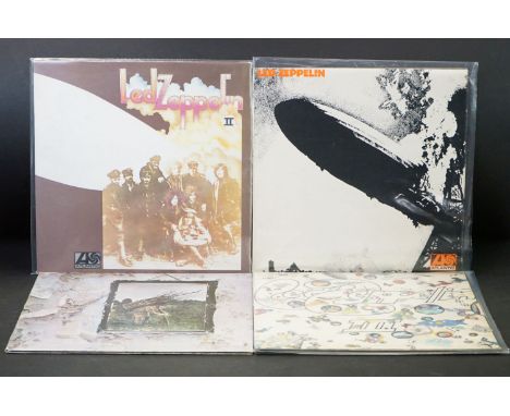 Vinyl - 4 Led Zeppelin UK pressing albums to include Self Titled (UK 2nd pressing plum labels, Warner Bros credits, 588171) V