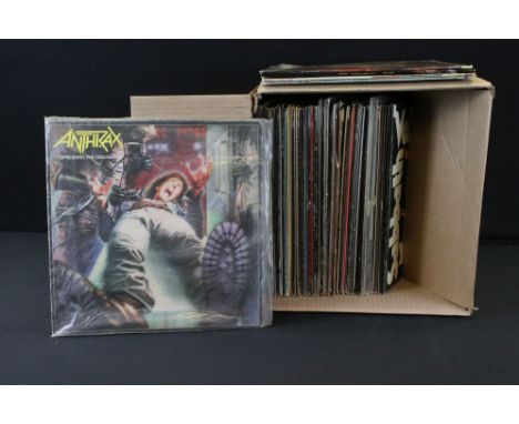 Vinyl - Approx 55 Rock &amp; Metal LPs including Anthrax Spreading The Disease (MFN 62), Black Sabbath x 6, Hawkwind x 4, Dee