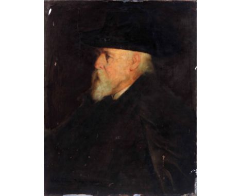 ISSAC HENRY CALIGA. AMERICAN 1857-1934. OIL ON CANVAS. Portrait of a gentleman 76cm high 63.5cm wide - signed and inscribed '