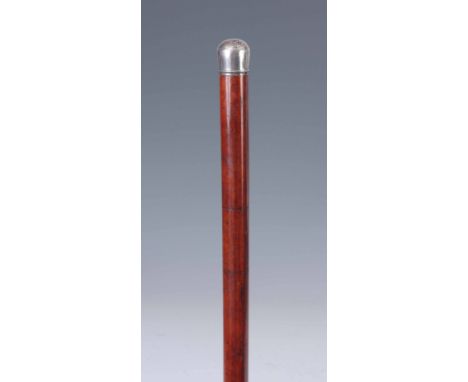 A 19TH CENTURY DARK MALACCA SWORD STICK with hallmarked silver pommel 90.5cm long