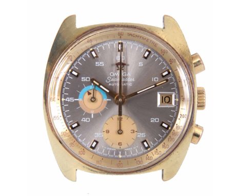 A GENTLEMAN'S 1970's OMEGA SEA MASTER CHRONOGRAPH WRIST WATCH the gold plated case enclosing a silvered dial with Luminas bat