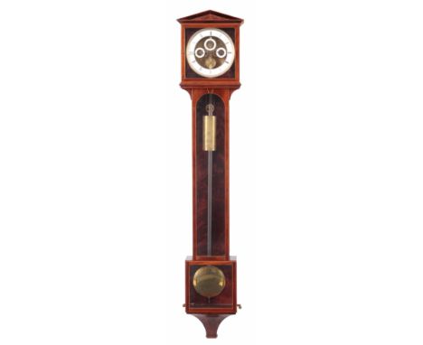 AFTER J. RAMMEL IN WIEN. A VIENNESE LATERNDLUHR STYLE MONTH DURATION REGULATOR WALL CLOCK the elegant architectural flamed ma