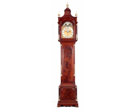 STEPHEN RIMBAULT, LONDON. A FINE GEORGE III MAHOGANY CASED MUSICAL LONGCASE CLOCK the pagoda topped case with slim figured mo