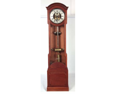 A RARE EARLY 20th CENTURY BENTLEYS ELECTRIC LONGCASE CLOCK the later mahognany case enclosing a skeletonised 11" silvered eng