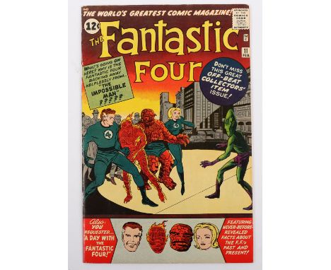 The Fantastic Four, No 11 Silver Age Comic, 11 February 1963,1st appearance of “The Impossible Man” cover price 12c, writer S