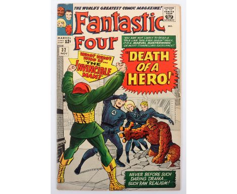 Fantastic Four, No 32 Marvel Silver Age Comic, 32 November 1964, cover price 12c, writer Stan Lee, cover art by Jack Kirby&nb