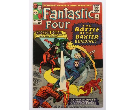 Fantastic Four, No 40 Marvel Silver Age Comic, 40 July 1965, cover price 12c, writer Stan Lee, cover art by Frank Giacoia, Ja