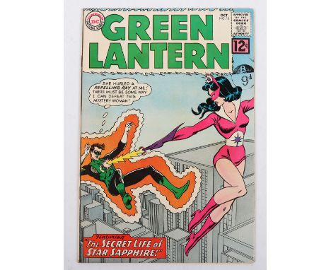 Green Lantern No 16 DC Silver Age Comic, 16 October 1962 , cover price 12c, UK 9d stamp,  first appearance of Star Sapphire! 