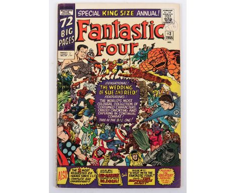 Fantastic Four, No 3 Marvel Silver Age Special King Size Annual Comic, #3 September 1965 UK cover price 1/6, writer Stan Lee,