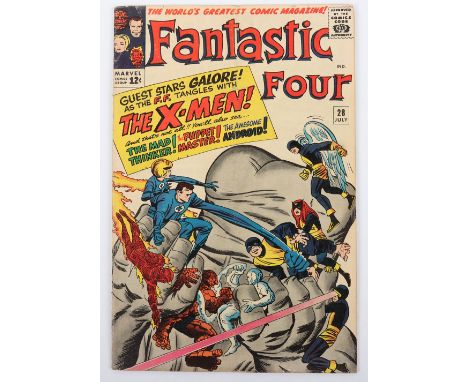 Fantastic Four, No 28 Marvel Silver Age Comic, 28 July 1964, cover price 12c, writer Stan Lee, cover art by Jack Kirby, Fine-