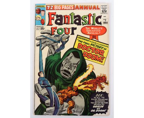 Fantastic Four, No 2 Marvel Silver Age Annual Comic, #2 September 1964 cover price 25c, writer Stan Lee, cover art by Jack Ki
