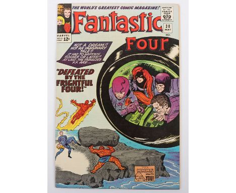 Fantastic Four, No 38 Marvel Silver Age Comic, 38 May 1965, cover price 12c, writer Stan Lee, cover art by Jack Kirby&nbsp;,&