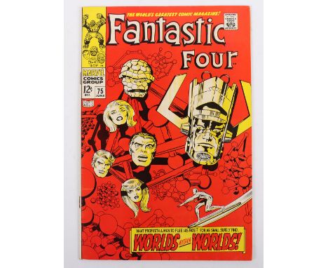 Fantastic Four, No 75 Marvel Silver Age Comic, 75 June 1968 cover price 12c, writer Stan Lee, cover art by Jack Kirby,&nbsp;&
