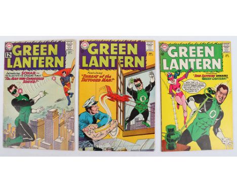Green Lantern No 14, 23 &amp; 26 DC Silver Age Comics, 14 July 1962 , cover price 12c, first appearance of Sonar ,writer John