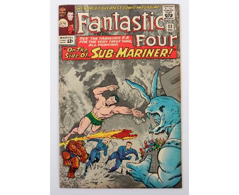 Fantastic Four, No 33 Marvel Silver Age Comic, 33 December 1964, cover price 12c, writer Stan Lee, cover art by Jack Kirby&nb