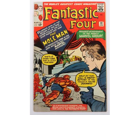 Fantastic Four, No 22 Marvel Silver Age Comic, 22 January  1964, 1st appearance of Moloids ,cover price 12c, writer Stan Lee,