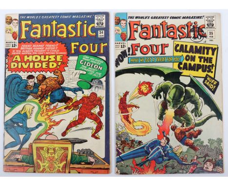 Fantastic Four, No 34 &amp; 35 Marvel Silver Age Comics, 34 January 1965, 1st Appearance of "Gideon"&nbsp;cover price 12c, UK