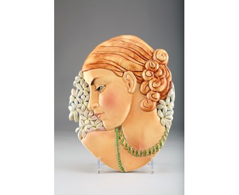 Beswick ceramic wall plaque moulded as a young maiden, factory stamp to rear, incised No. 436