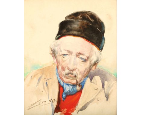 Anders Zorn (Swedish 1860-1920), Gilt framed watercolour, signed, dated 1892 (old label verso), ‘Jens Borg (Guide)’, 14cm x 1