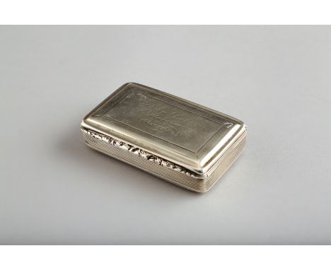 William IV silver snuff box, assay marked Birmingham 1832 by Nathaniel Mills 7cm long 4.5cm wide 