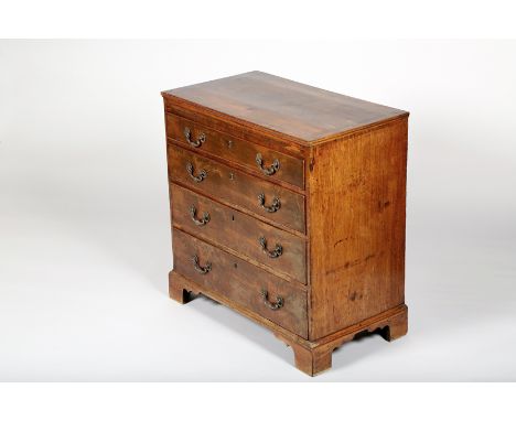 George III Mahogany chest of four graduated drawers, raised on bracket feet. 84cm long 46cm wide 85cm high 