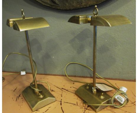 BESSELINK & JONES 'DOUBLE ARROW' HALOGEN TABLE LAMPS, a pair, late 20th century brass, 40cm H. (2)