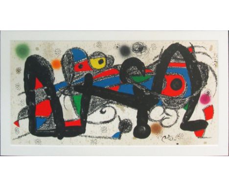 JOAN MIRO (Spanish, 1993-1983) 'Miro sculpture - Portugal' lithograph in colours 1974, 39cm x 20cm H. (Please Note Clause 6 o