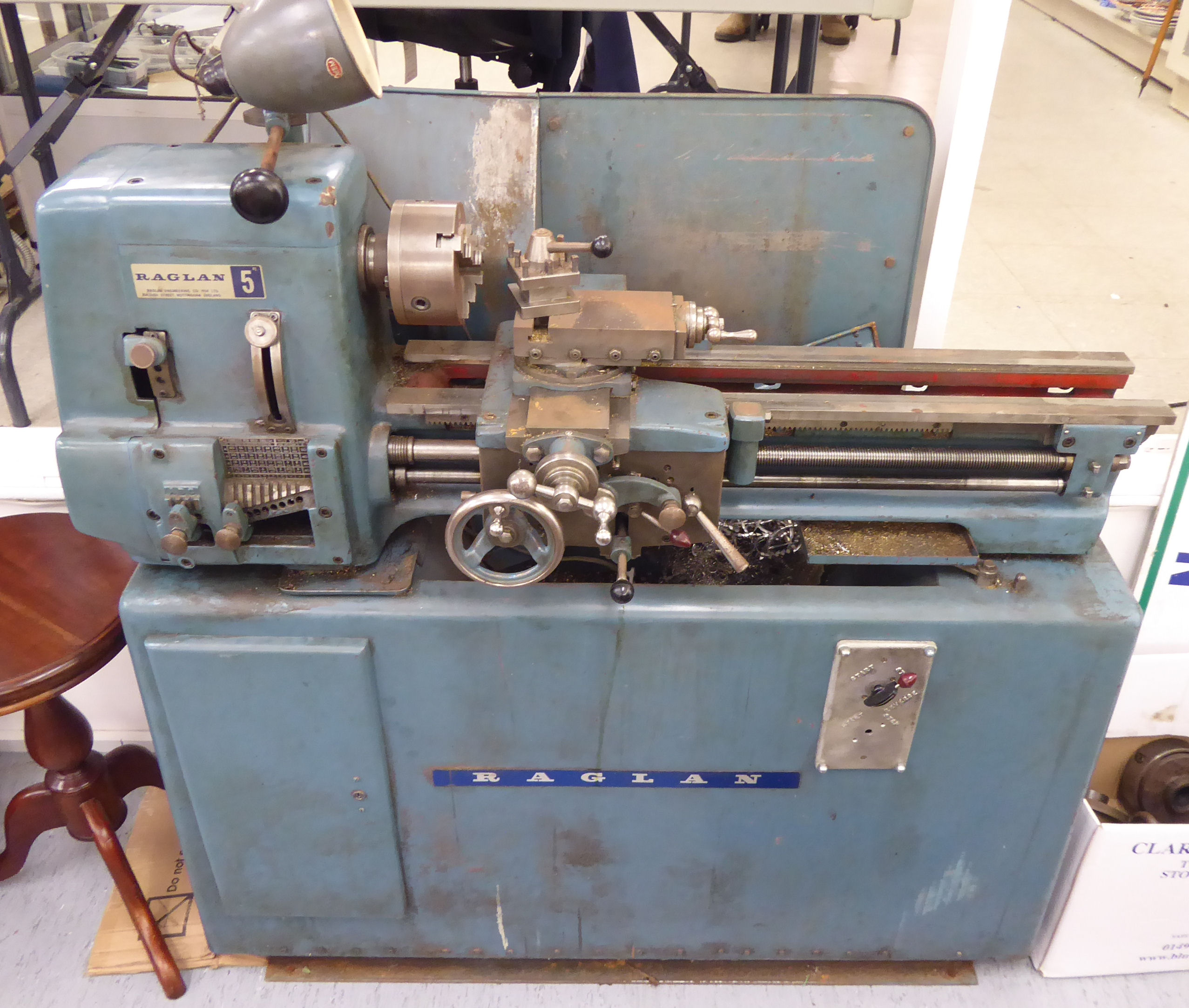 A Raglan 5 engineering lathe, on stand serial no. 4861 48''h 48''w F