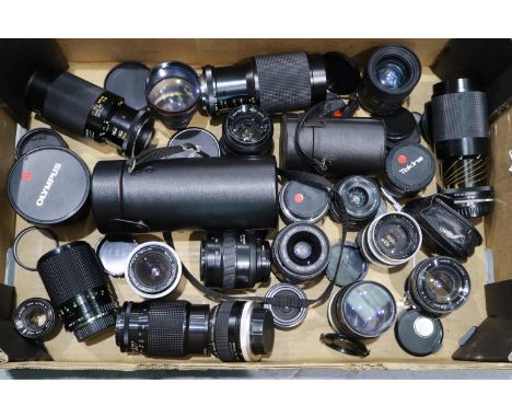Large quantity of mixed camera lenses including Olympus, Minolta and Tamron. P&amp;P Group 3 (£25+VAT for the first lot and £