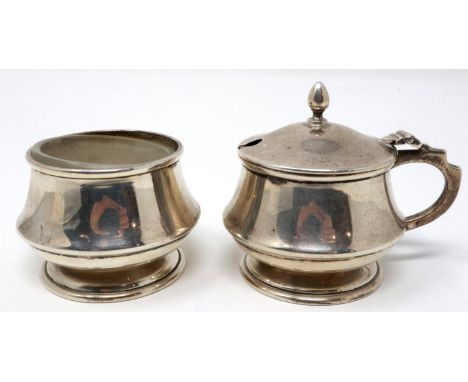 Hallmarked silver mustard pot and open salt, Birmingham assay, 78g. P&amp;P Group 1 (£14+VAT for the first lot and £1+VAT for