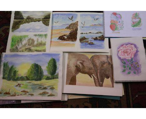 Large quantity of artists sketchbooks, containing watercolours. P&amp;P Group 3 (£25+VAT for the first lot and £5+VAT for sub