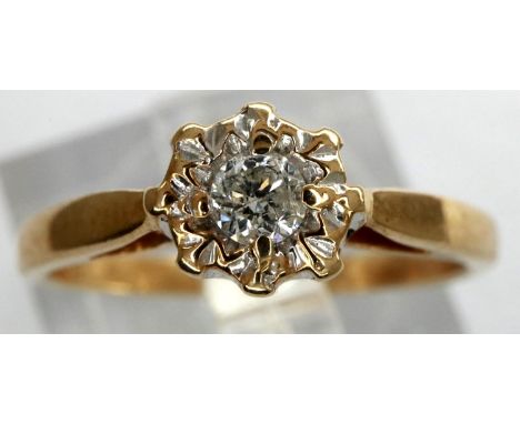 9ct gold diamond solitaire ring, size K/L, 1.6g. P&amp;P Group 1 (£14+VAT for the first lot and £1+VAT for subsequent lots) 
