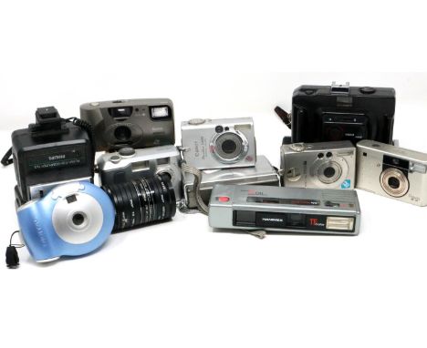 Mixed cameras and accessories including Polaroid and Canon, all damaged and untested (11). P&amp;P Group 2 (£18+VAT for the f