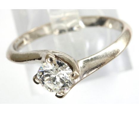 Purely Diamonds 18ct white gold solitaire diamond ring, approximately 0.25cts,size K/L, 2.2g. P&amp;P Group 1 (£14+VAT for th