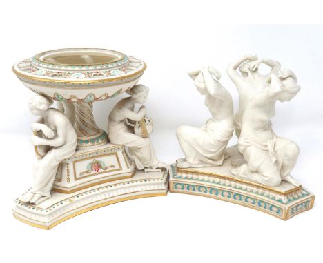 Copeland Spode? footed bowl, H: 16 cm, and a bowl support, slight damages (2). P&amp;P Group 3 (£25+VAT for the first lot and