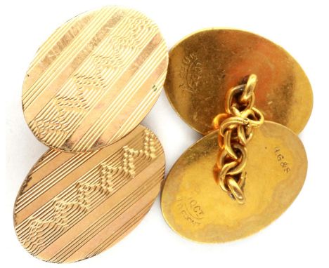 Pair of 10ct gold cufflinks, no inscription, 6.5g. P&amp;P Group 1 (£14+VAT for the first lot and £1+VAT for subsequent lots)