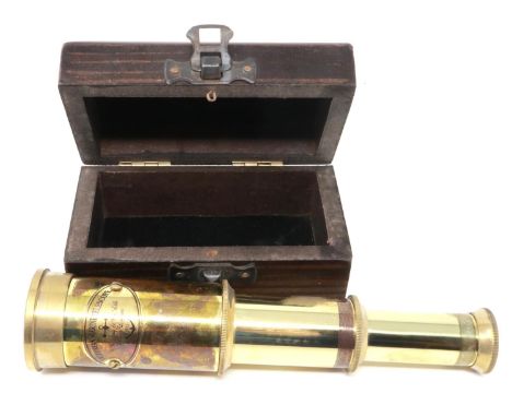 Victorian Marine three drawer brass telescope in a decorative wooden box. P&amp;P Group 1 (£14+VAT for the first lot and £1+V
