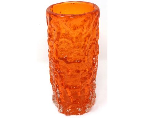 Whitefriars tangerine bark vase, H: 18 cm, very slight chip to rim and base, as well as light surface scratches to base only,