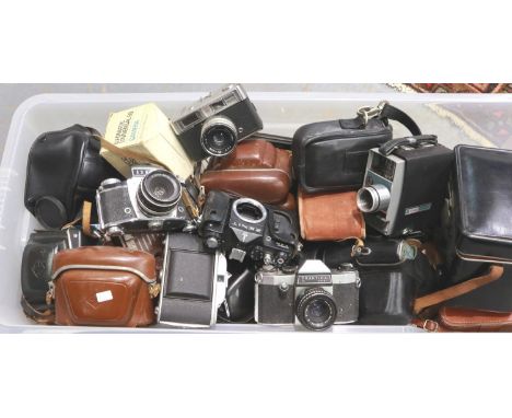 Large collection of cameras and accessories including Kodak and Praktica, all untested. P&amp;P Group 3 (£25+VAT for the firs
