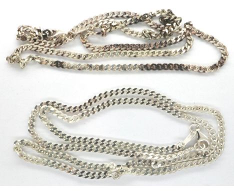 Two 925 silver neck chains, longest chain L: 50 cm. P&amp;P Group 1 (£14+VAT for the first lot and £1+VAT for subsequent lots