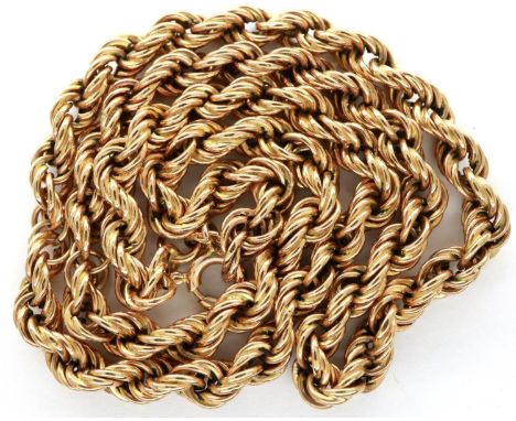 9ct gold rope neck chain, L: 46 cm, 9.4g. P&amp;P Group 1 (£14+VAT for the first lot and £1+VAT for subsequent lots) 