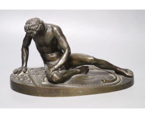 After the Antique. A 19th century bronze figure of the Dying Gaul, length 28cmCONDITION: Small casting hole by genitalia.  Mi