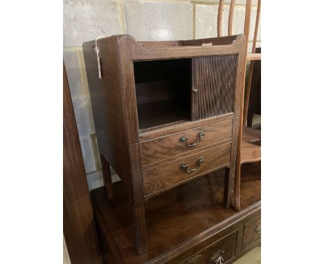 A George III style mahogany tray top commode (altered), width 54cm depth 46cm height 81cm