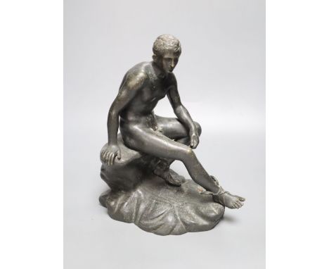 After Lysippos. A 19th century bronze seated figure of Hermes, height 29cmCONDITION: Provenance - Alfred Theodore Arber-Cooke