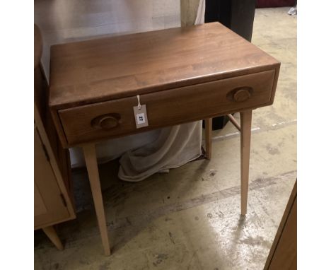 An Ercol elm side table fitted single frieze drawer, width 68cm depth 48cm height 75cm