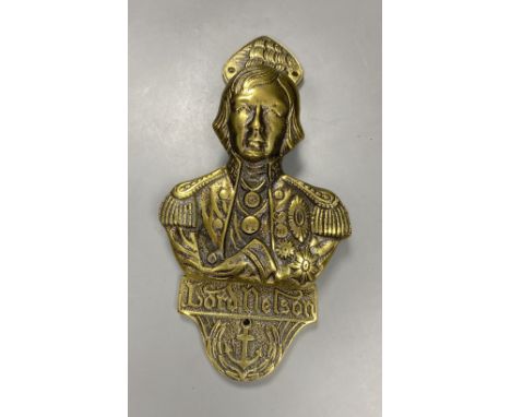A modern heavy cast brass 'Lord Nelson' door knocker, L 22.5cm
