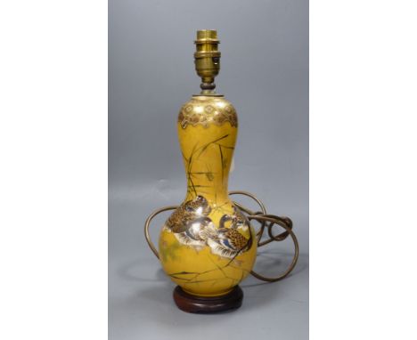 A Satsuma gourd shaped lamp base